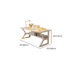 Modern Rectangular Chalk Laminate Writing Table with Exterior Shelf, Hutch, and Cable Management