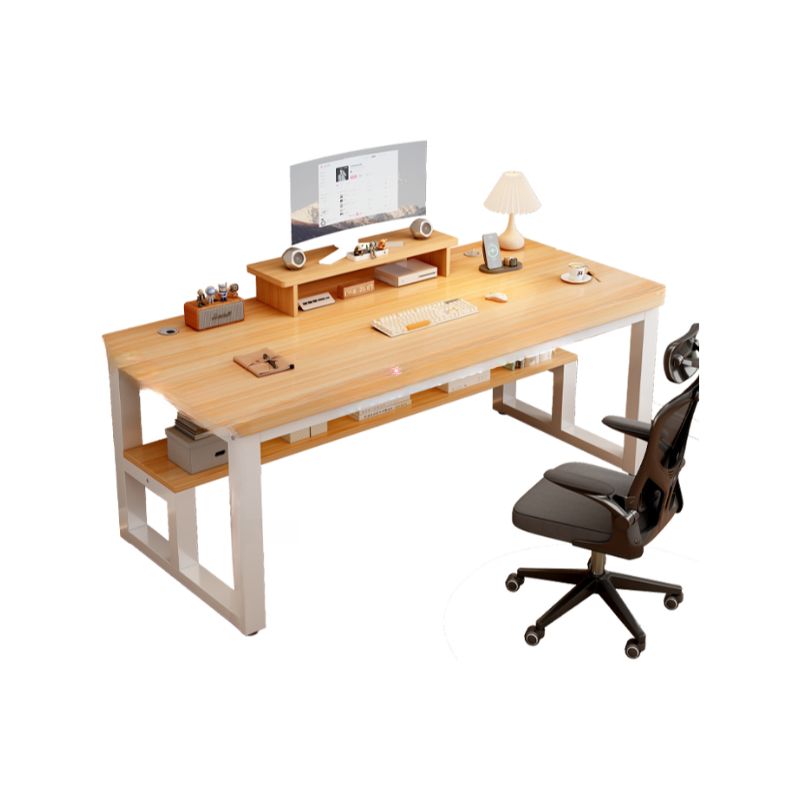 Black/Chalk Rectangular Metal Base Warp Resistant Table with Shelves, Toboggan Base, Cable Management, and Rounded Corners
