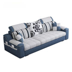 Modish Solid Color Scratch-durable Standard Sofa in Chalk, 5 Person/4-seater/Seats 3 with Receptacle and 2 Pillows