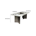Minimalist Chalk Scratch-tolerant Fixed Marble Top Dining Table with Stainless Alloy Double Pedestal Base for 10-seater/for 6/Seating for 8