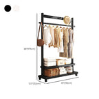 Black/White/Natural Hall Rack with Receptacle, 2 Shelves and 2 Hooks/5 Hooks in a Modern Simple Style