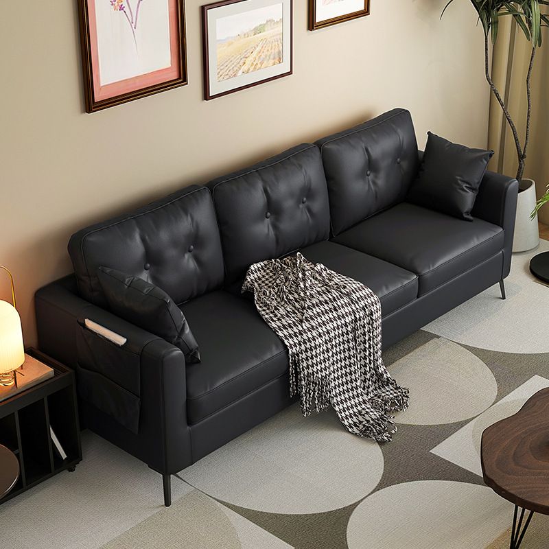 Contemporary Modern Solid Color Water Resistant Standard Sofa in Jade Green/Taupe/Amber Color for 3 with Receptacle Storage and 2 Pillows