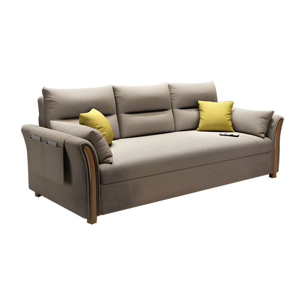 Brown Convertible Settee Furniture Flared Arm Standard Bed Settee