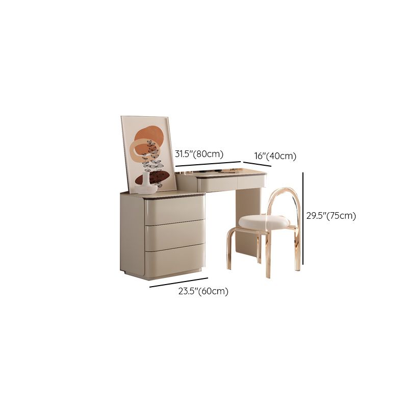 Modish Large/Standard Vanity Set with Natural Wood Table Top, White Chair, and 8/5 Drawers
