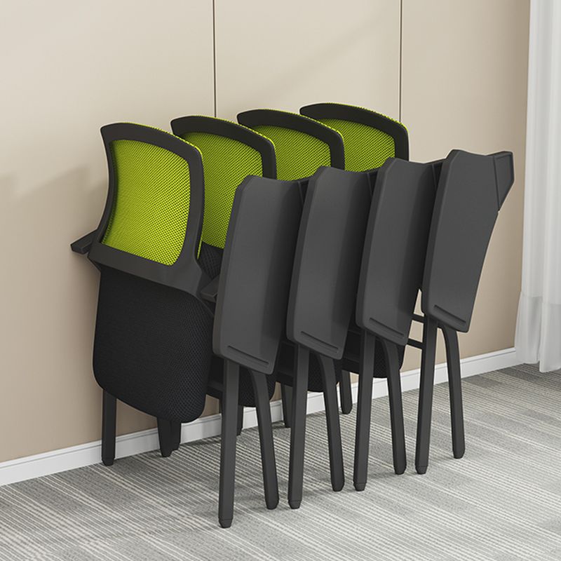 Trendy Metal Frame Space-saving Training Chair/Side Chair with Exposed Back and Armrest for Tile Flooring
