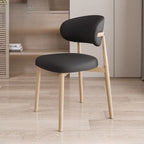 Art Deco Dinette Side Chair with Ventilated Back, Cushion Upholstery, and Steel Legs