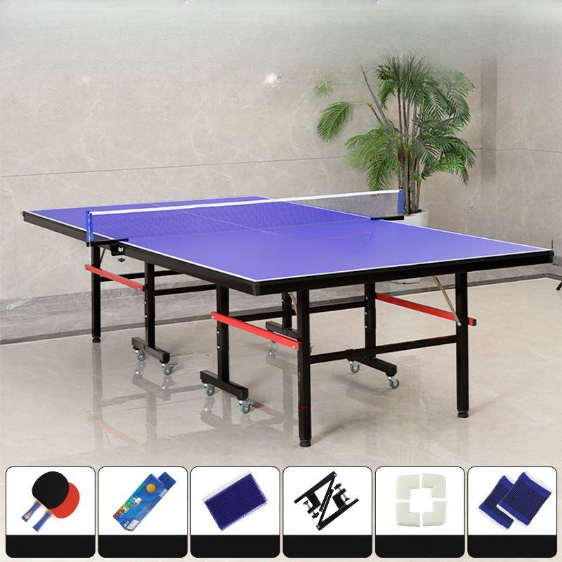 Indoor Ping Pong Table with Dark Blue/Olive Green Synthetic Laminate Top, Includes Table Tennis Paddle