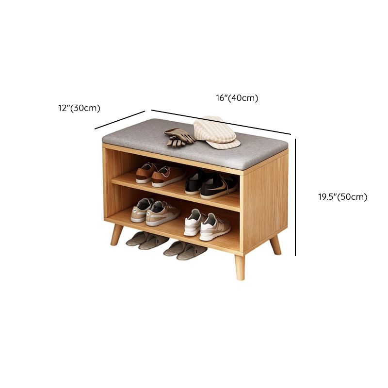 Modern Engineered Wood Shoe Storage Bench with 2 Tiers, Shelf, Gate, Dustproof Cover, and Closed Back