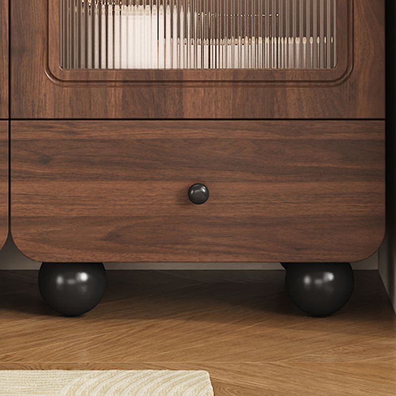 Rectangular Accent Cabinet with Closet, Glazed Door, Cabinet Knobs, Chalk/Sepia Top, Soft Close Drawer, and Stain Resistant Finish