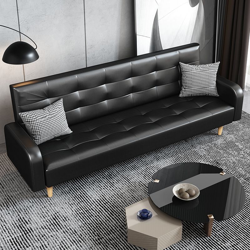 Standard Sofa in Midnight Black/Cerulean/Olive Green with Pu Leather and Armrest