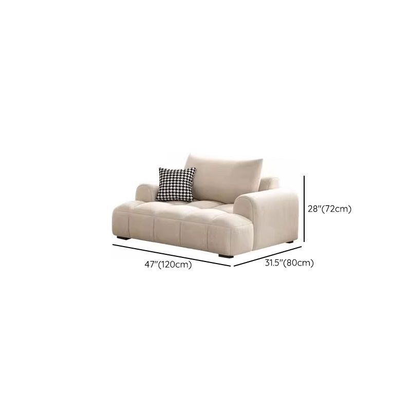 Trendy Beige Solid Color Floor Sofa/Loveseat/Single Sofa 6-Seater /4-seater/Seats 3 with Arm & 2 Pillows, Stain Resistant