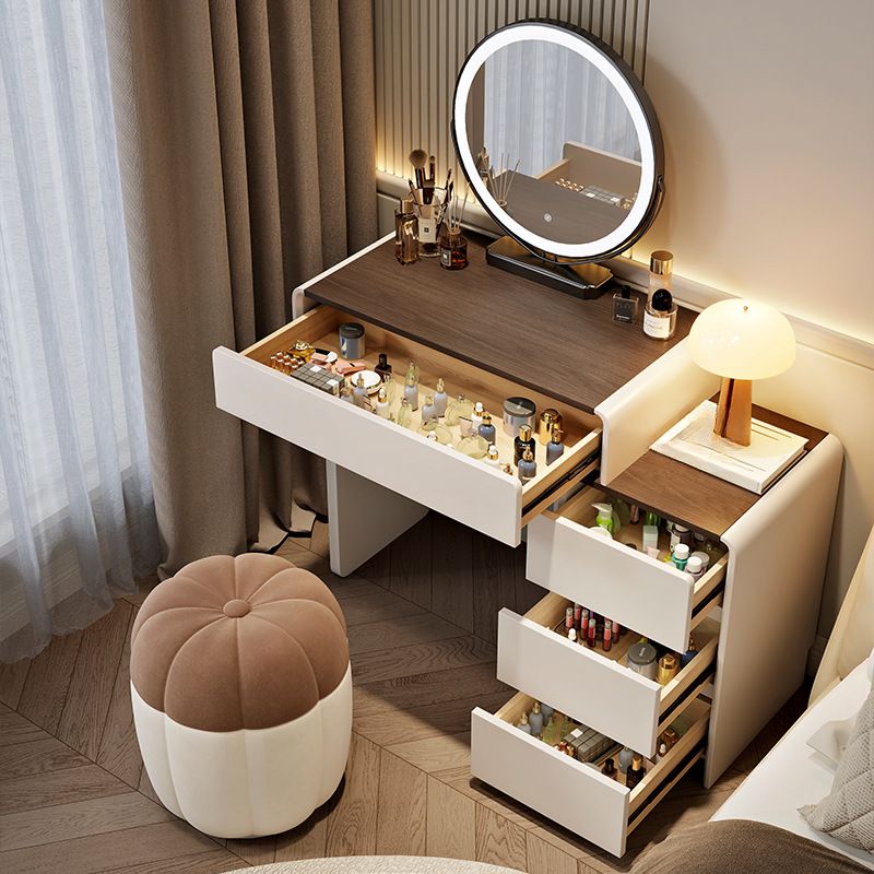 Modish Wood Standard/Small Vanity Set with 5 Drawers and Light Up Mirror