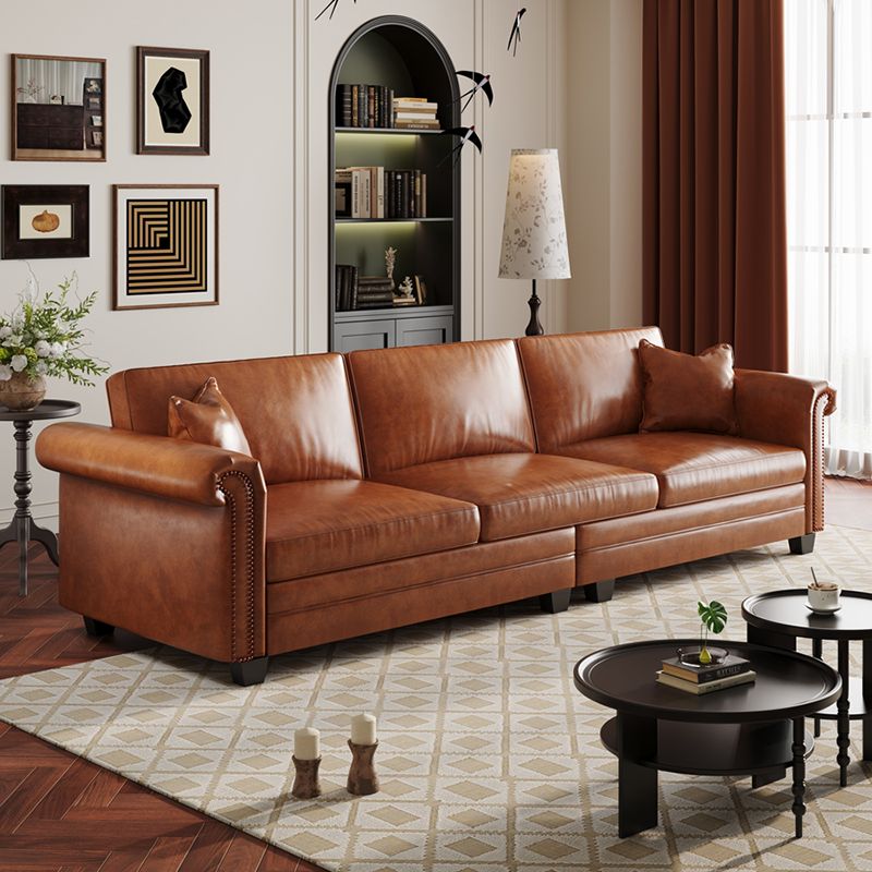 Drawing Room Standard Sofa in Pu Leather with Black/Olive Green/Mocha Upholstery and Armrest