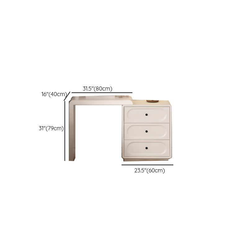 Chalk Modish Large/Standard Makeup Vanity with Laminate Table Top and 6/3 Drawers