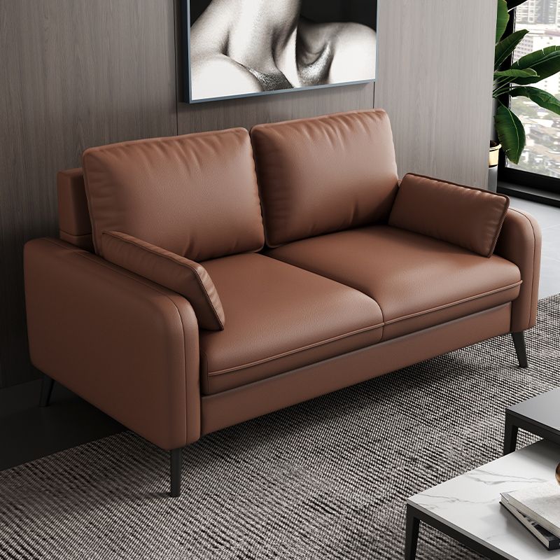 Contemporary Modern Solid Color Water Resistant Loveseat in Navy Blue/Emerald Green/Amber Color, 2-seater with 2 Pillows