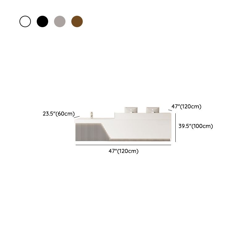 Reception Desk Rectangle with Hutch 2 Drawers/1 Drawer Hutch Keyboard Tray and Filing Cabinet, Manufactured Wood Top
