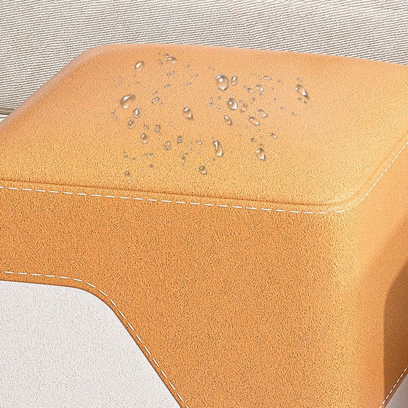 Modern Square Solid Color Cube Ottoman in Dove Grey/Light Blue/Tangerine with Natural Wood Frame