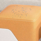 Modern Square Solid Color Cube Ottoman in Dove Grey/Light Blue/Tangerine with Natural Wood Frame