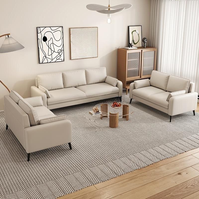 Simple Solid Color Blue/Grey/Orange Sofa with Pillow Back & Square Arm Living Spaces, Scratch Resistant