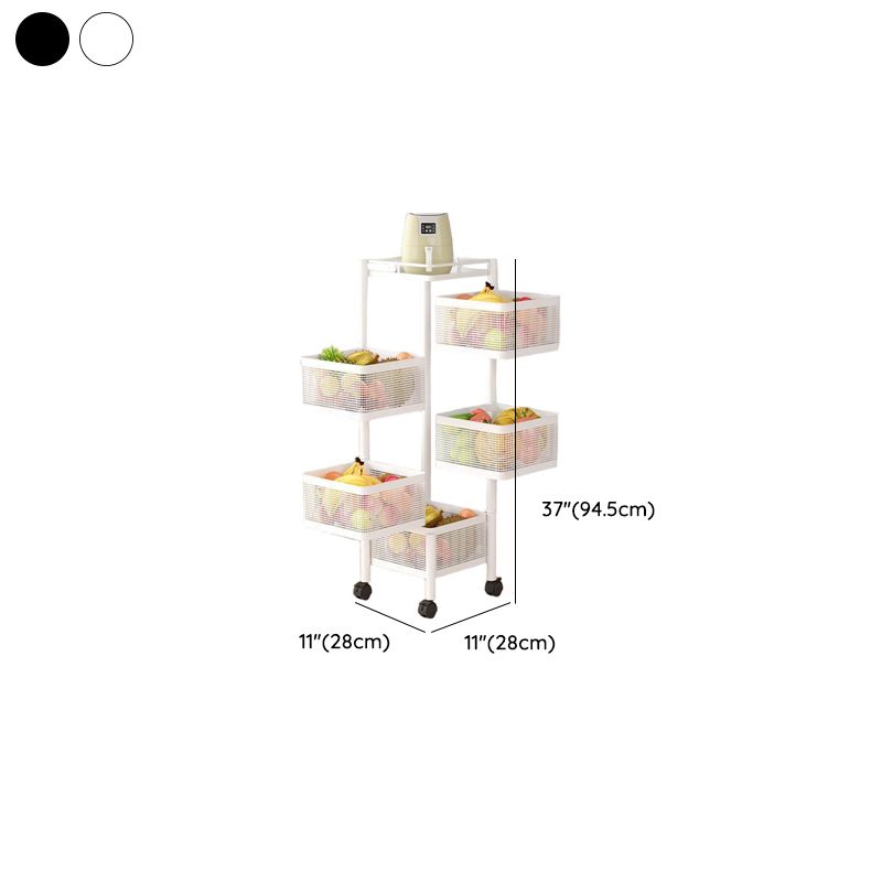 Round Portable Center with Alloy Countertop, Basket, and 4/3 Baskets