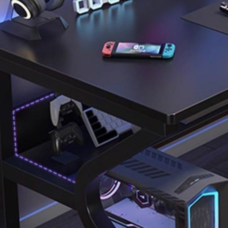 Minimalist Gaming Computer Desk with Rust Resistant Sled Base, Exterior Shelf, Wire Management, and Manufactured Wood Top