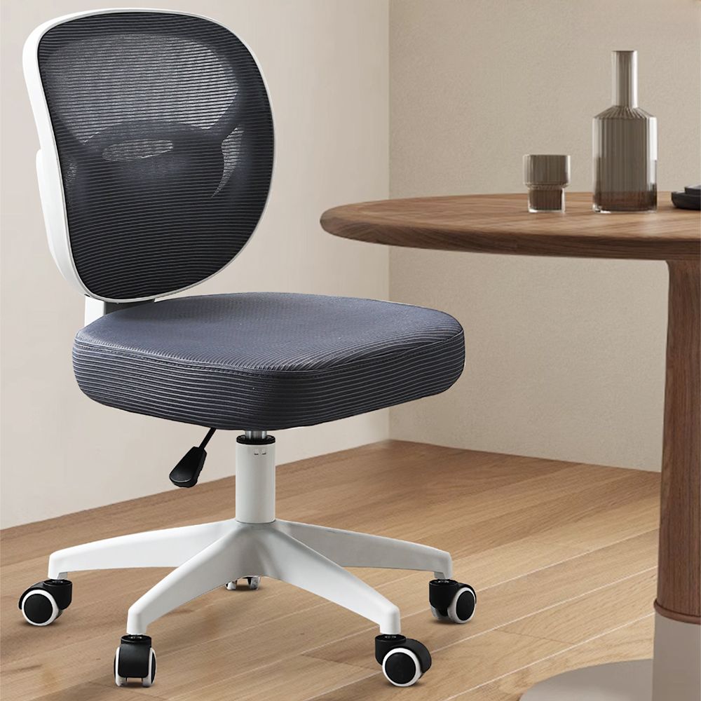 Trendy White Nylon Framed Height Adjustable Single Color Upholstered Glide Task Chair with Swivel Wheels
