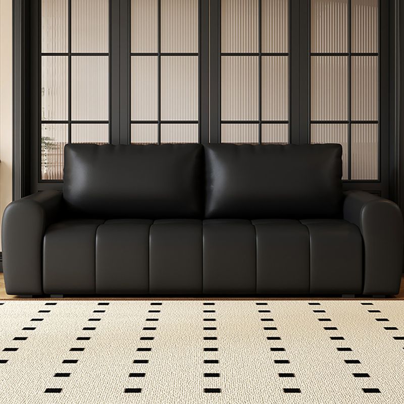 Drawing Room Standard Sofa in Pu Leather/Flannel with Dark Gray/Light Brown/Off-White Upholstery and Armrest