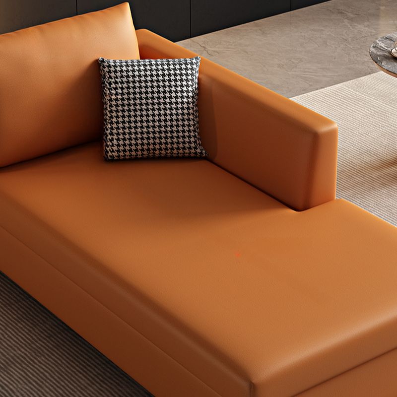 Modern Simple Style Chaise Chair for Bedroom with Solid Color in Light Gray, Butter Color, or Navy Blue, Featuring Left-Arm Chaise, Left Arm, Separable Cushions, and 2 Pillows