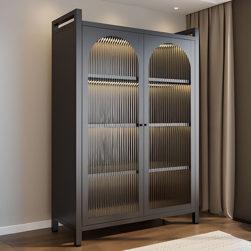 Vertical Steel Shelf Organizer with 6 Shelves and Lucite Door, Closed Back