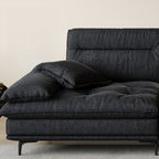 Modish Solid Color Black Standard Sofa, 4/5/6-Seater with Pillow Top Arm and 2 Pillows