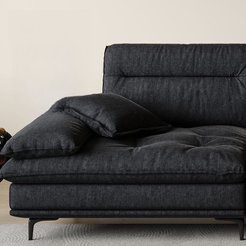 Modish Solid Color Black Standard Sofa, 4/5/6-Seater with Pillow Top Arm and 2 Pillows