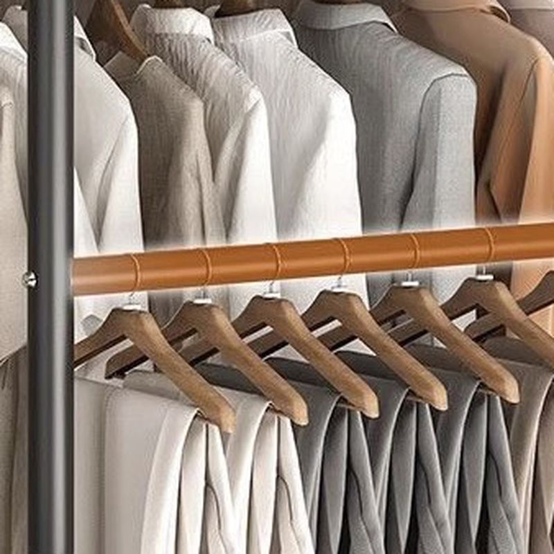 Modern Coat Tree with Stockroom Storage, 2 Shelves, and Alloy Frame