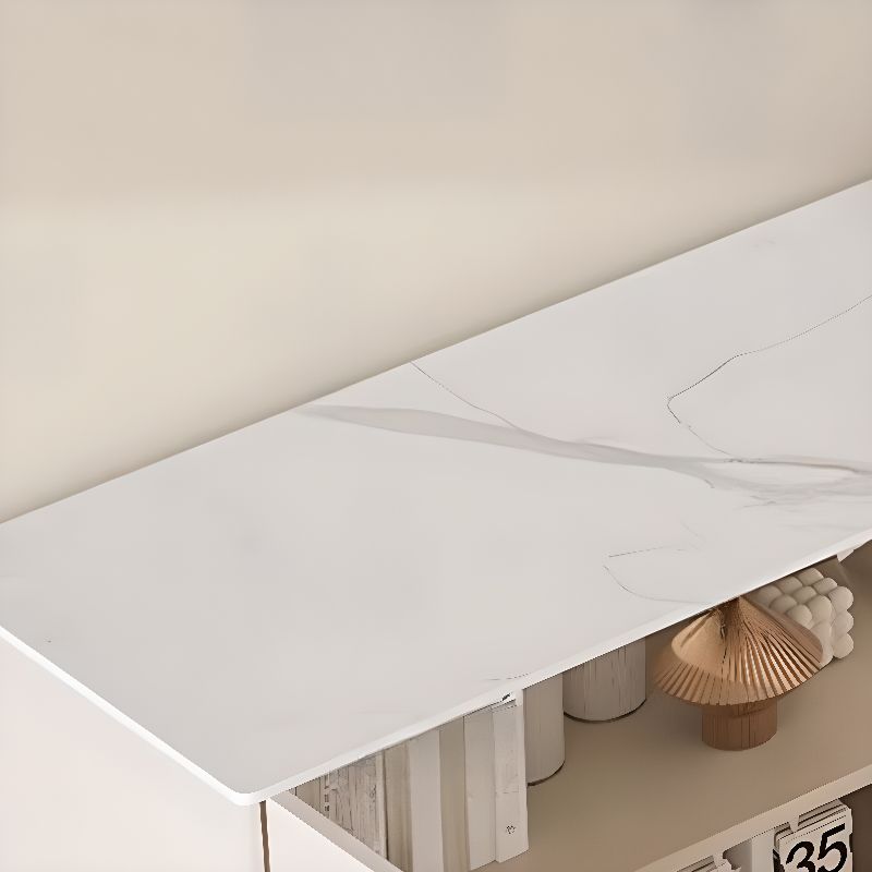 Chalk Casual Raw Wood Combo Dresser with 3 Drawers and Hutch, 3 Interior Shelves, Horizontal