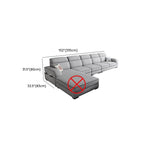 Modish Solid Color Tear Resistant Standard Sofa in Light Gray with Seats 5/Seats 4/Seats 3, Receptacle Storage, and 2 Pillows