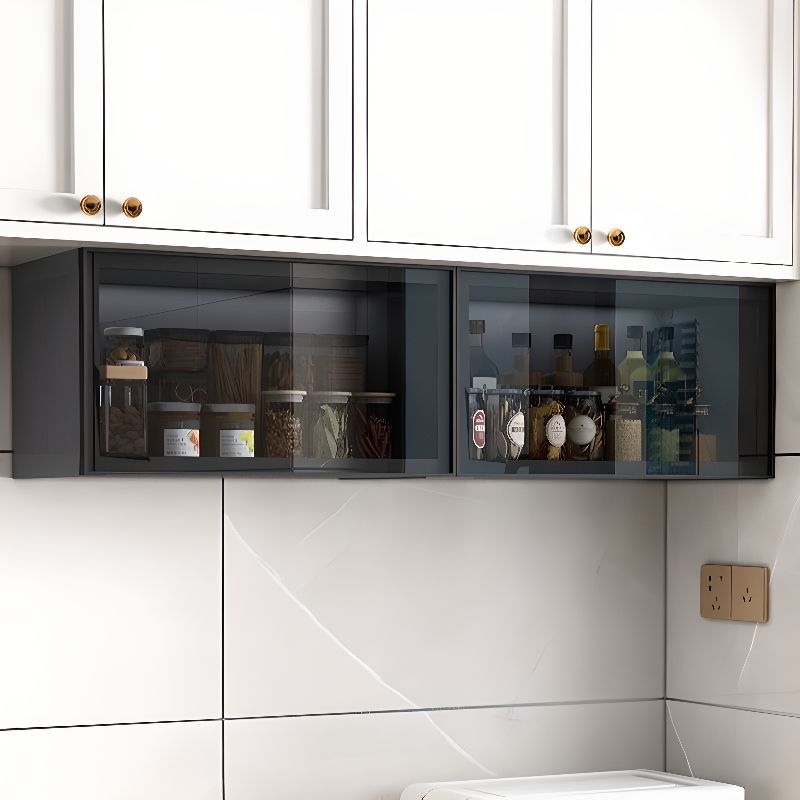Modern Metal Wall Mount Above Fridge Cabinet with Repository