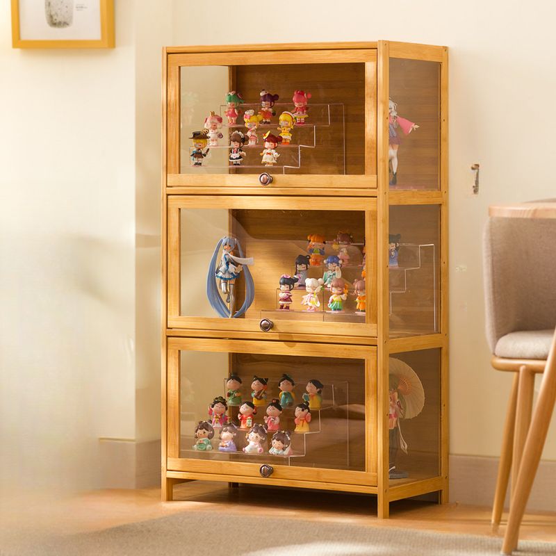 Bambusa Flooring Curio Cabinet with Stockroom, 4 Cabinets/3 Cabinets/2 Cabinets, 4 Shelves/3 Shelves/2 Shelves, 4 Doors/3 Doors/2 Doors