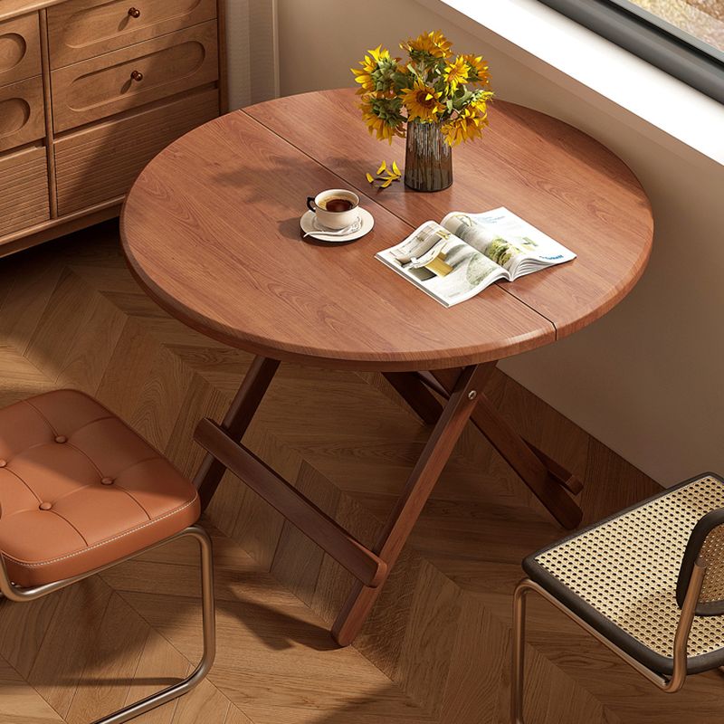 Veneer Dining Table with Crisscross Legs, Scratch-repellent and Foldable, for 4 People/2 People
