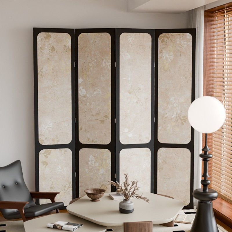 Minimalist Opaque Fold-up Screen Divider with Laminate Frame, 4 Panels, Double Sided Print, and Independent Design