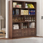 Sleek Wooden Cabinet Set with Receptacle Storage and Uncovered Storage