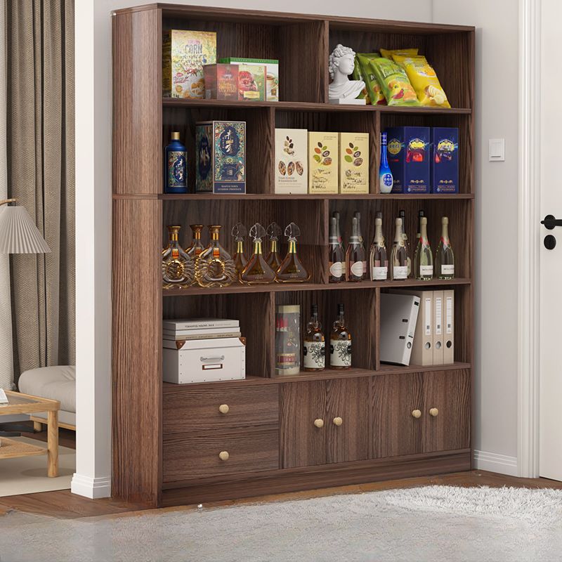 Sleek Wooden Cabinet Set with Receptacle Storage and Uncovered Storage