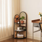 Modern Simple Style Nook Detached Decorative Cabinet with 3 Exterior Shelves/4 Exterior Shelves, Composite Wood Countertop in Midnight Black