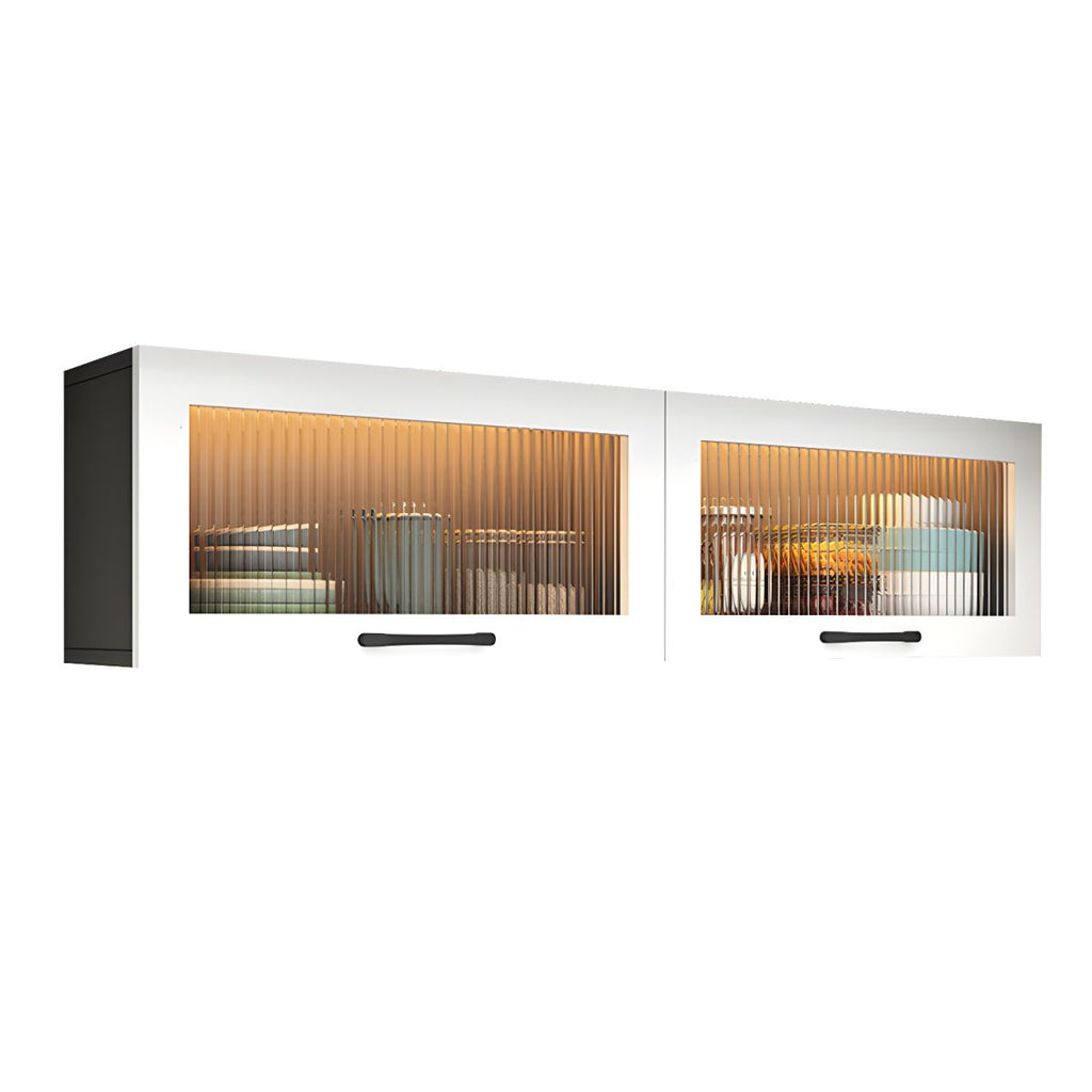 Contemporary Faux Wood Wall Mounted Display Cabinet with Acrylic Door