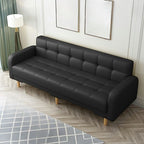 Square Arm Foldable Convertible Sofa with Biscuit Back for Living Spaces