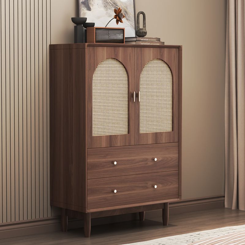 Trendy Raw Wood Wardrobe Chest Of Drawers with 4 Drawers, Hutch, 2 Interior Shelves, Horizontal