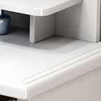 Simple Standard Auburn/Chalk Timber Vanity Set with Drawers, Standing Mirror and Seat