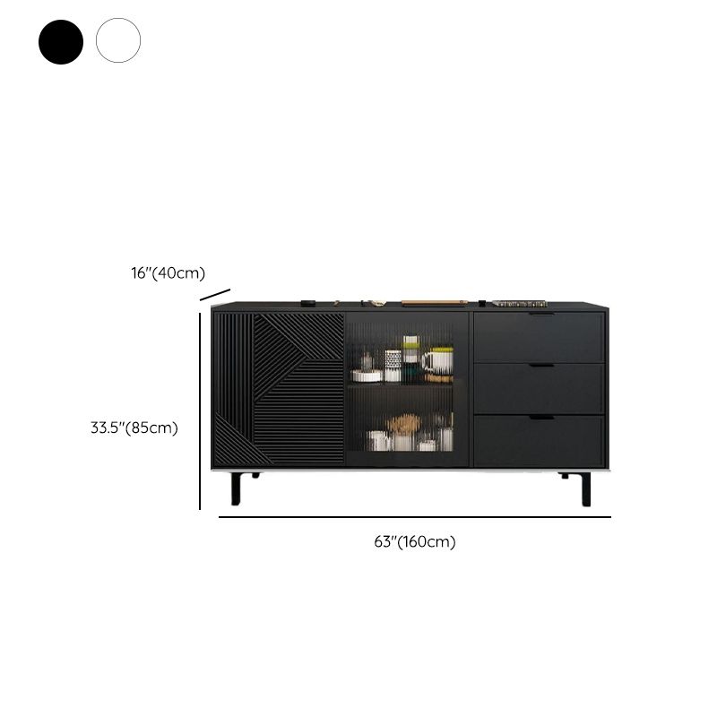 Art Deco Sideboard with 3 Drawers, Standard/Narrow Lumber Countertop, Sliding Doors, and Flexible Shelf