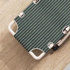 Solid Color/Striped Arm Recliner in Jade Green/Tan with Space-saving Alloy Frame, Standard Base, Locking Back Angle, and Removable Back