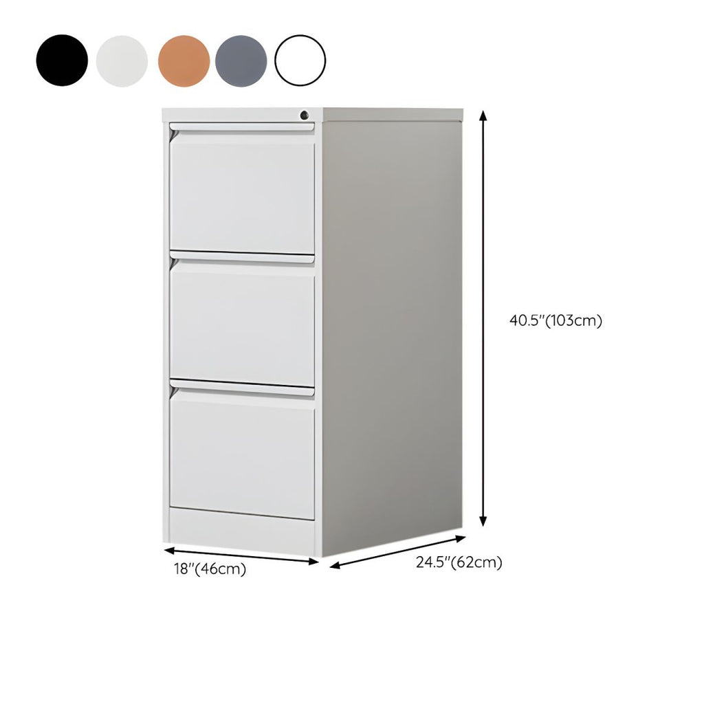 Modern Steel Vertical Filing Cabinet with Lock, Drawers & Self-Close Glides