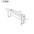 Casual Ergonomic Writing Desk with Scratch-proof H-Shape Base in Dove Grey/Chalk/Light Brown, Unattached with Foot Pad
