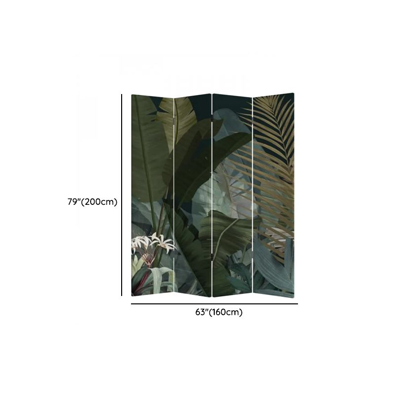 Screen Divider in Sage with Opaque Light Filtration, Fold-up Natural Wood Frame, 4 Panels/3 Panels, Double Sided Print, Independent